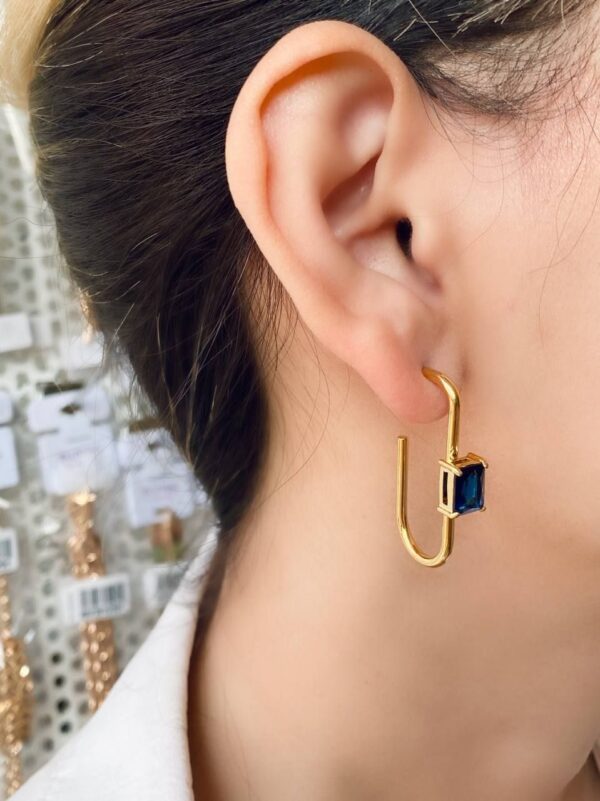 gold-steel-j-hoop-blue-gemstone-earrings