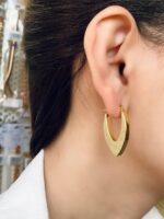 gold-steel-chunky-teardrop-hoop-earrings