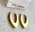 gold-steel-chunky-teardrop-hoop-earrings