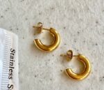 gold-steel-mini-chunky-dome-hoop-earrings