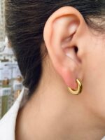 گوشواره استیل طلایی حلقه‌ای مینی طرح گنبدی حجیم - Image 2