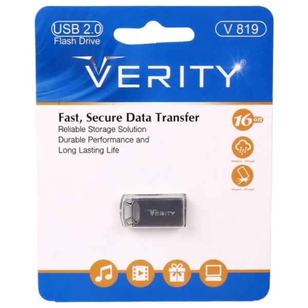 فلش مموری ۱۶ گیگابایت وریتی (Verity) مدل V-819 بند انگشتی فلزی USB 2.0 - Image 3