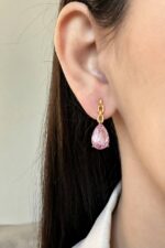 گوشواره آویز ژوپینگ طرح اشکی با زنجیر حلقه‌ای - Image 2