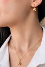 نیم ست ژوپینگ گوی صیقلی مدل توپ (شامل مدال و گوشواره)